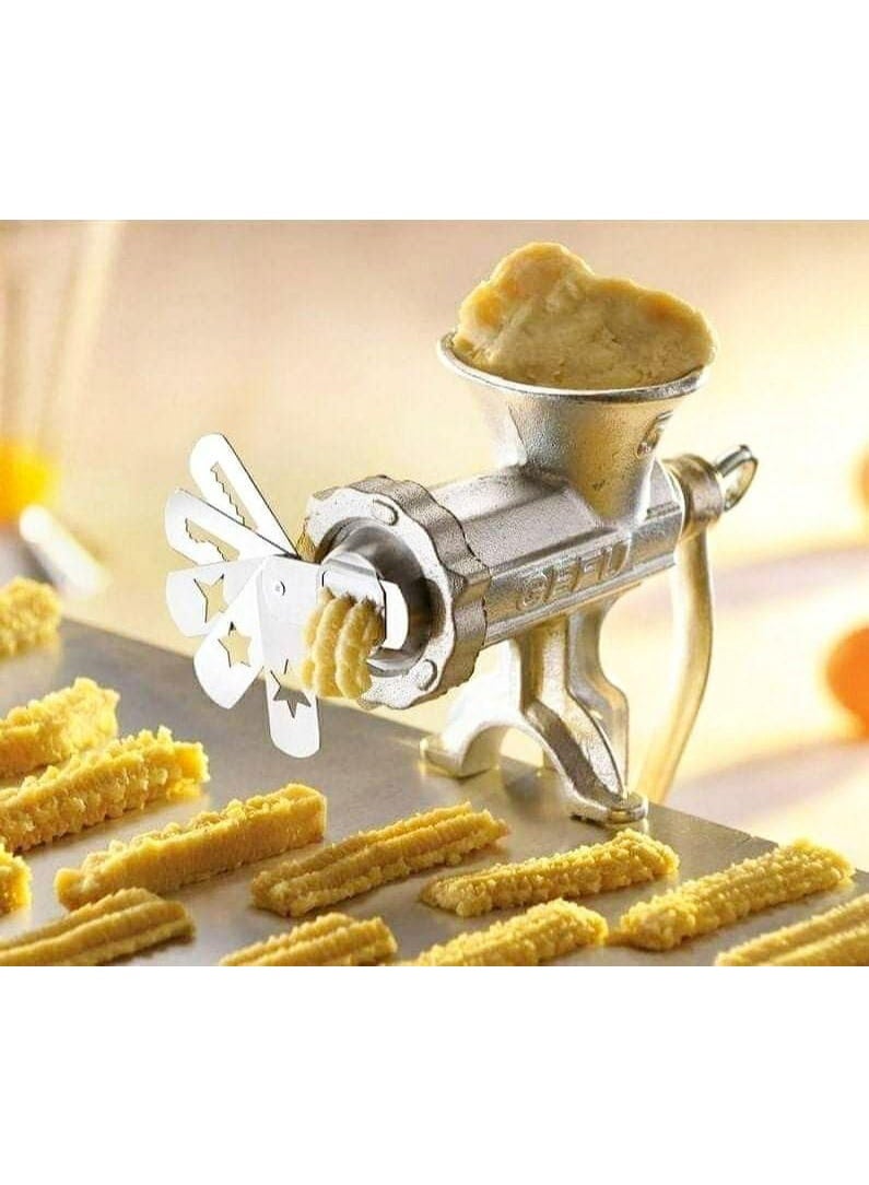 ماكينة فرم اللحوم اليدوية آلة صنع البسكويت -كامله مصنوعه من الزهر - مقاس 10 مفرمة لحوم وخضروات - Image 3